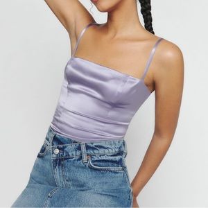 Overland Silk Crop Top Reformation M Aura Lilac NWT Size 8